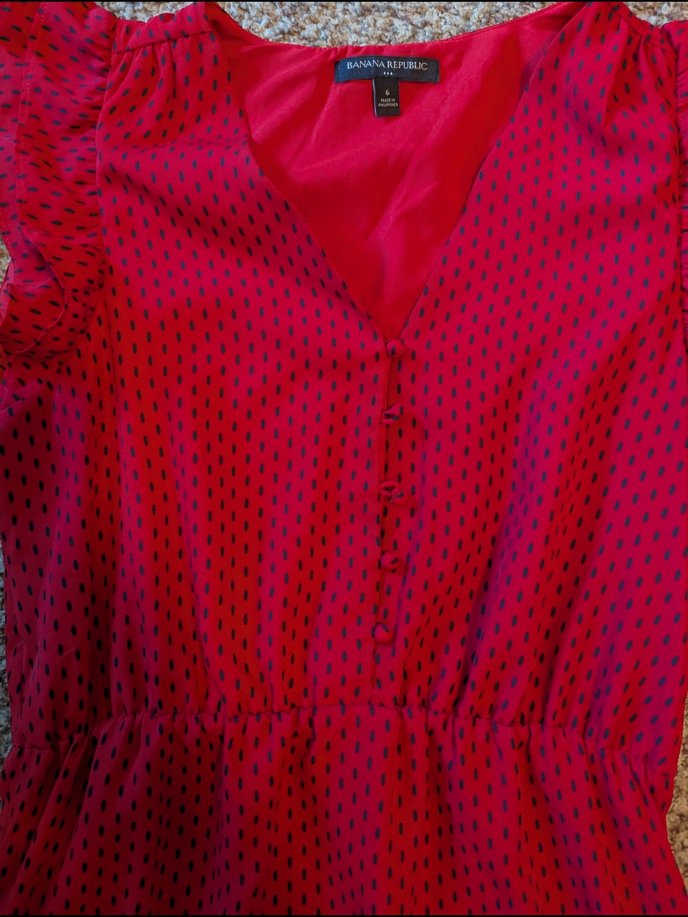 Banana Republic Red Polka Dot Flutter Sleeve Midi Dress - Picture 4 of 6